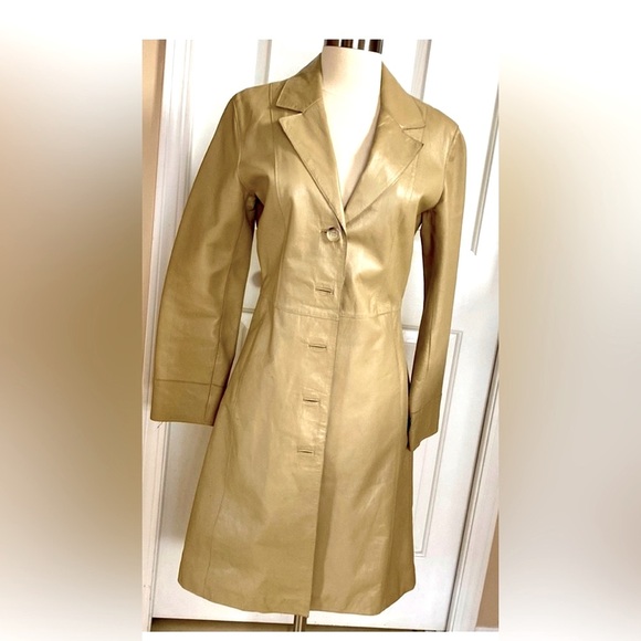 Whet Blu Leather long jacket beige color size XS - Picture 1 of 7
